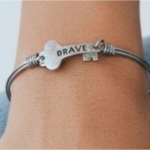 Silver 'Brave' Key Bracelet